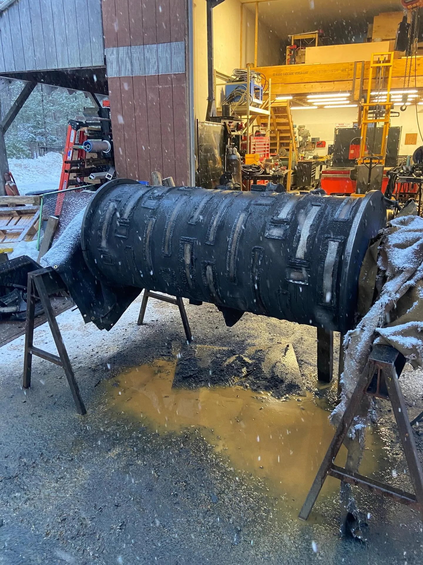 Progress, everything must go on this mulcher drum. #weldingrepairservices #weldingrepair #shopwork #arcgouging #forestryequipment