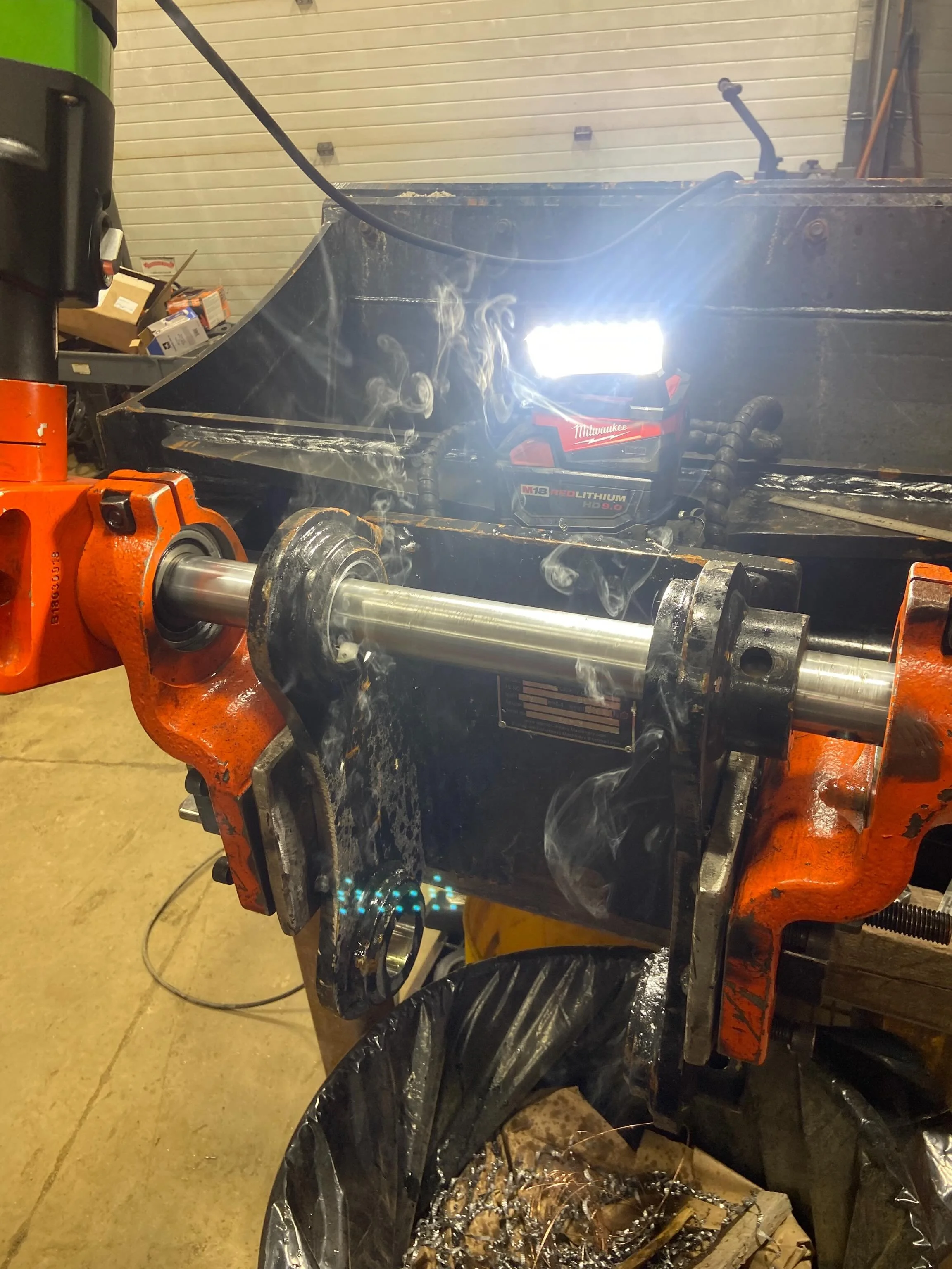 Some facing on two new attachments for an excavator. Supplier said they&rsquo;d fit, they don&rsquo;t. #lineboring #machining #shopwork #heavyequipment