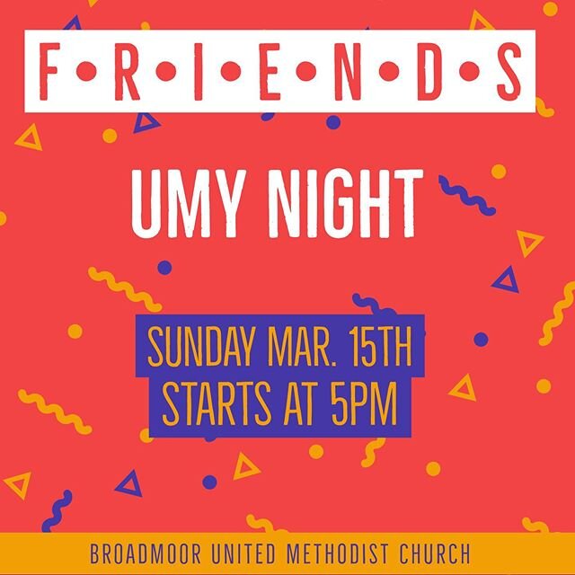We here at Broadmoor hope you consider joining us this Sunday night at 5 PM as we talked about the TV show FRIENDS, play some games and trivia, and find out who what can we take spiritually from such a popular show? #unagi #pivot #hesherlobster