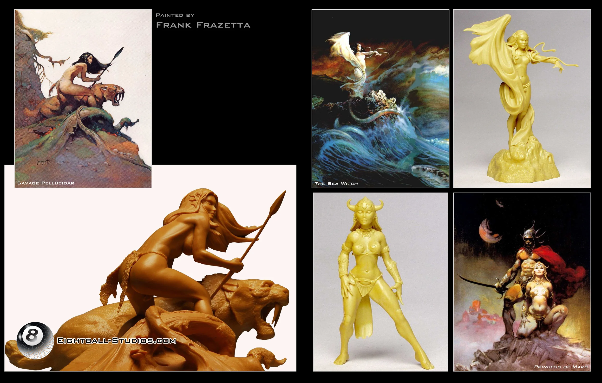 Frazetta statue (never made) and action figures