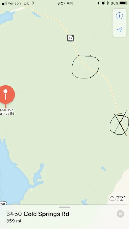 Large Haulers, Class A motorhomes, Fifth Wheel Trailers, and Large Trailers use the north entrance that is circled. Do no use South entrance that is X'd out. 