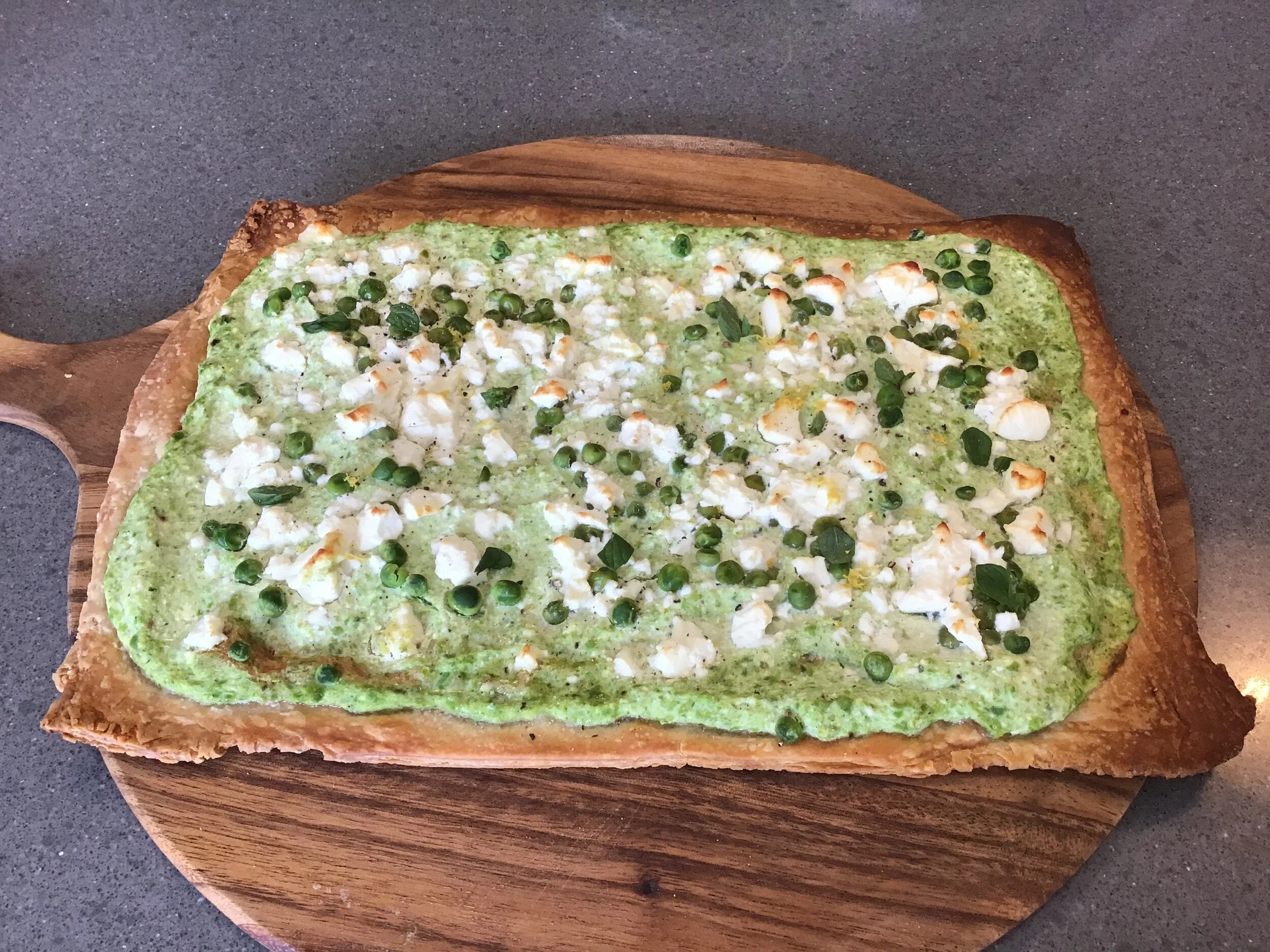 Pea, ricotta and mint tart