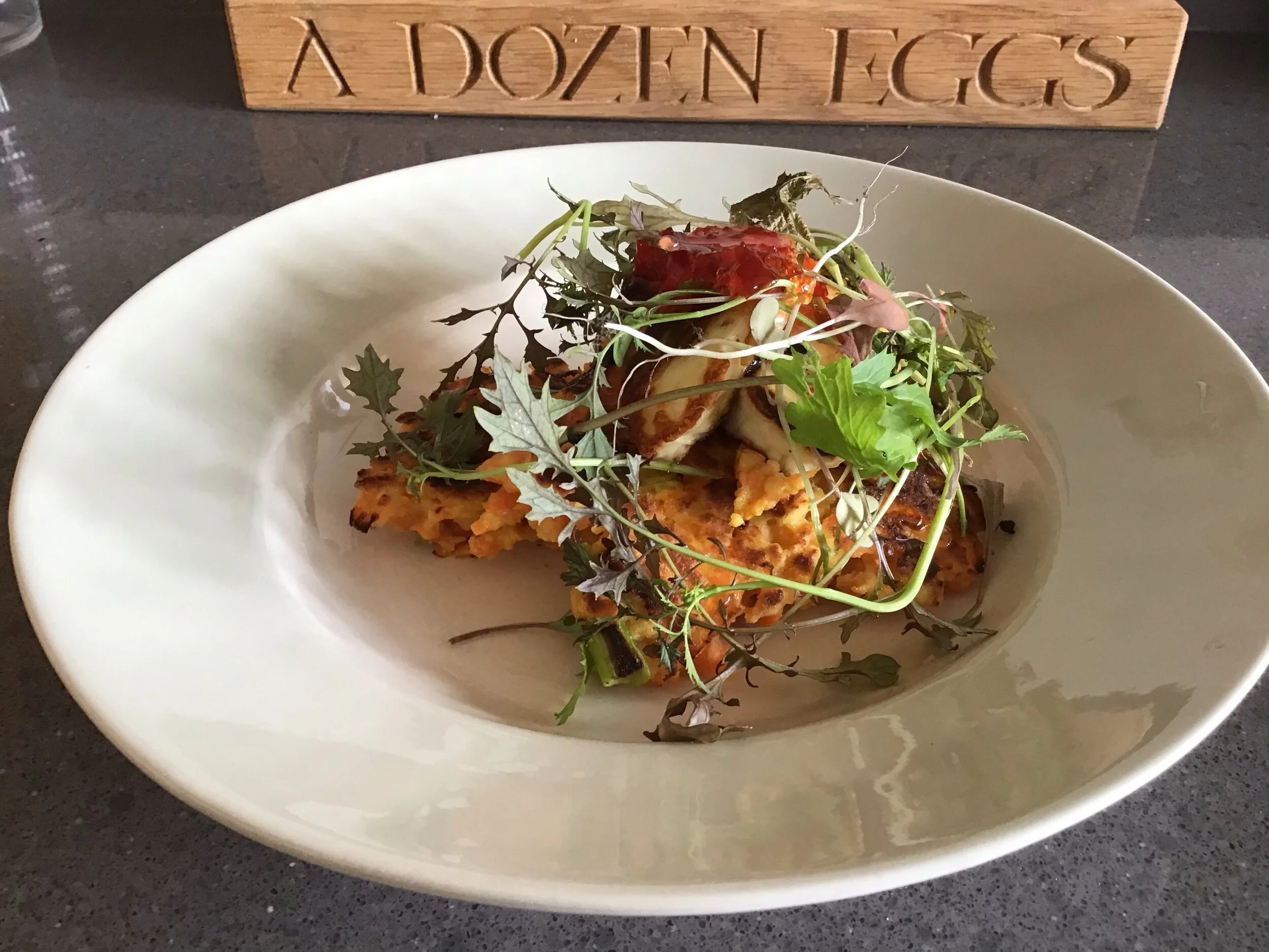 Carrot and halloumi fritters