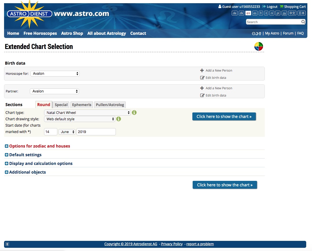 Astrodienst Extended Chart Selection