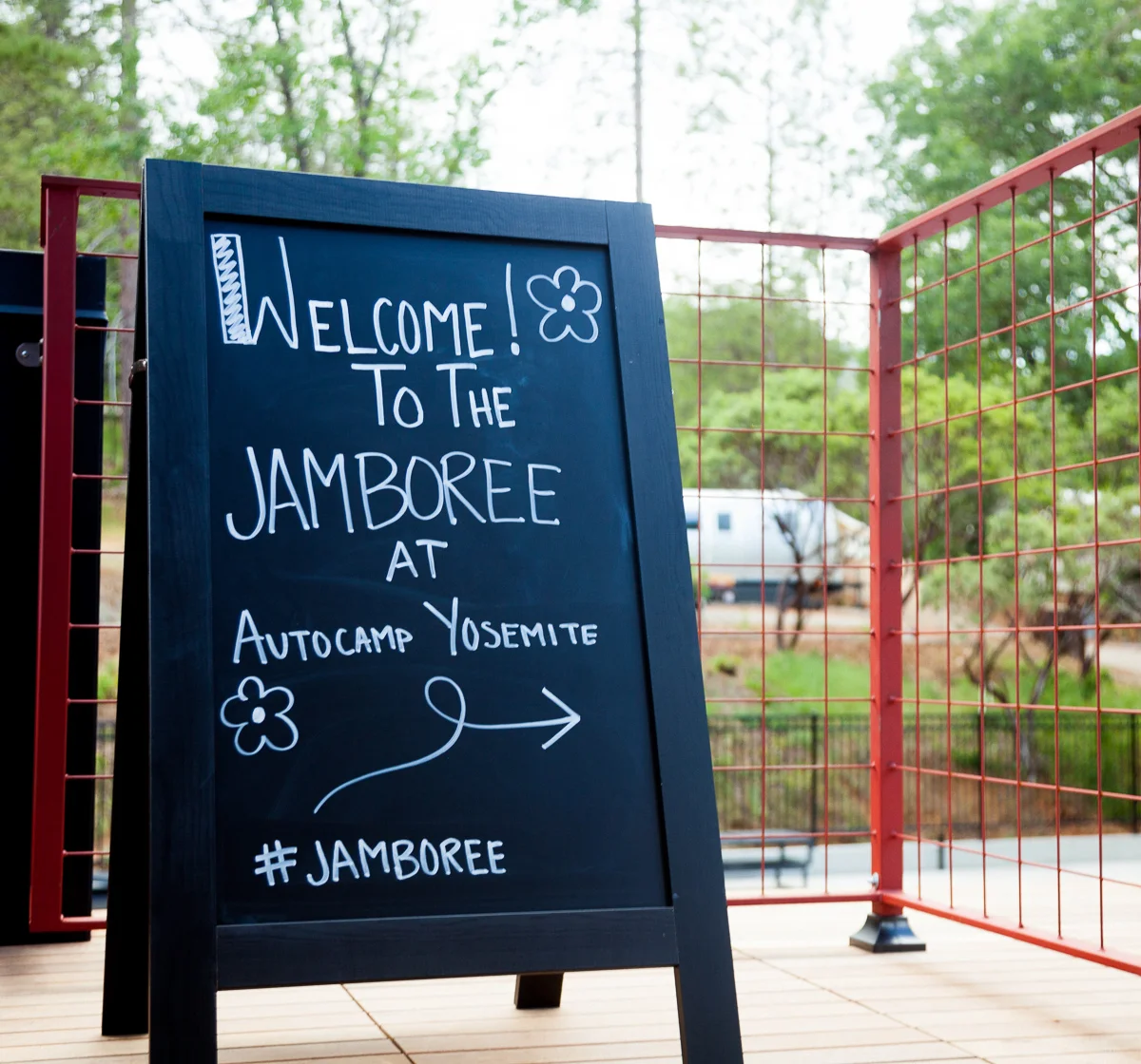 Welcome sign for our AutoCamp JAMboree in Yosemite.