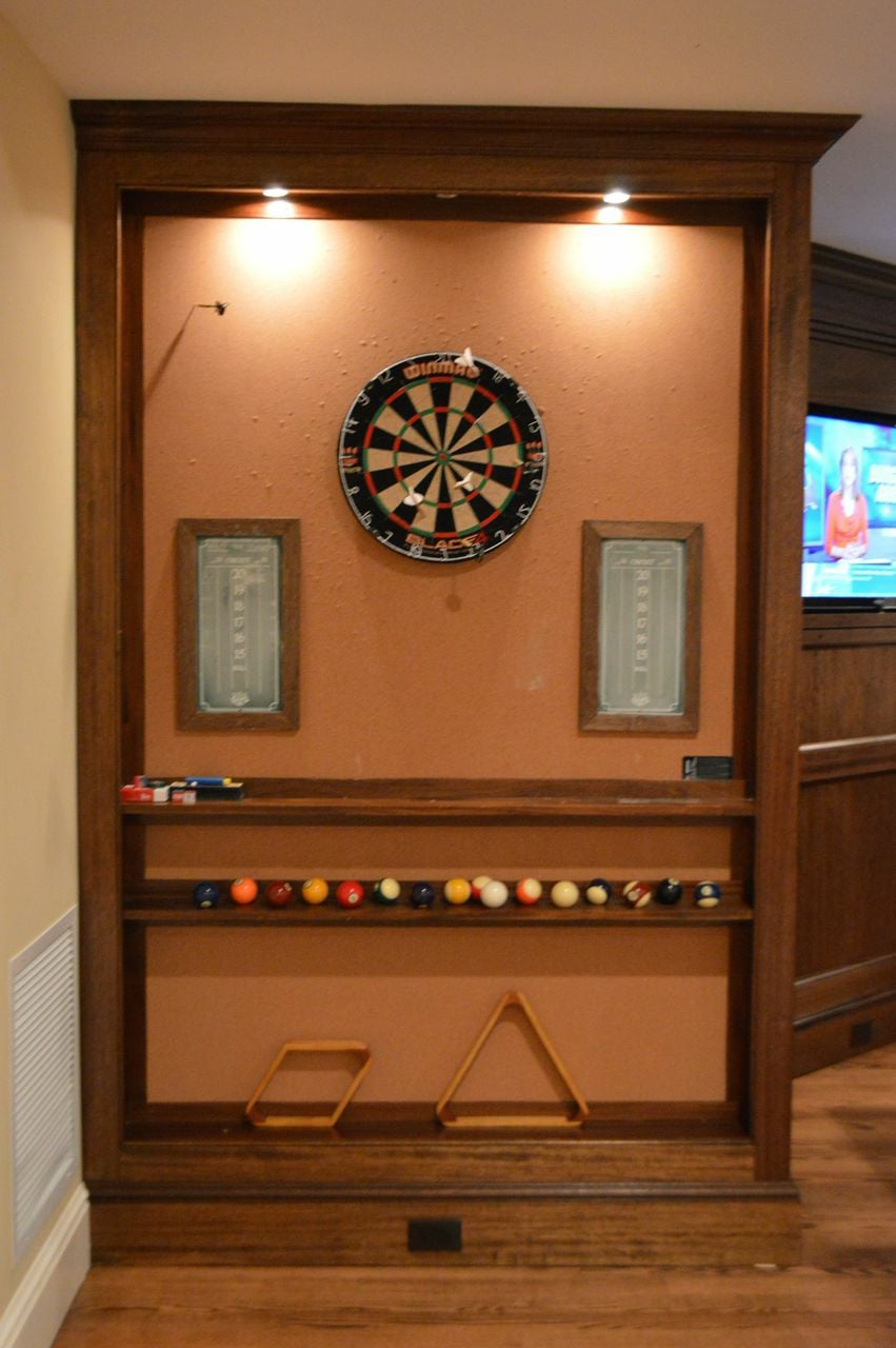 Custom designed game cabinets for the perfect bar space.