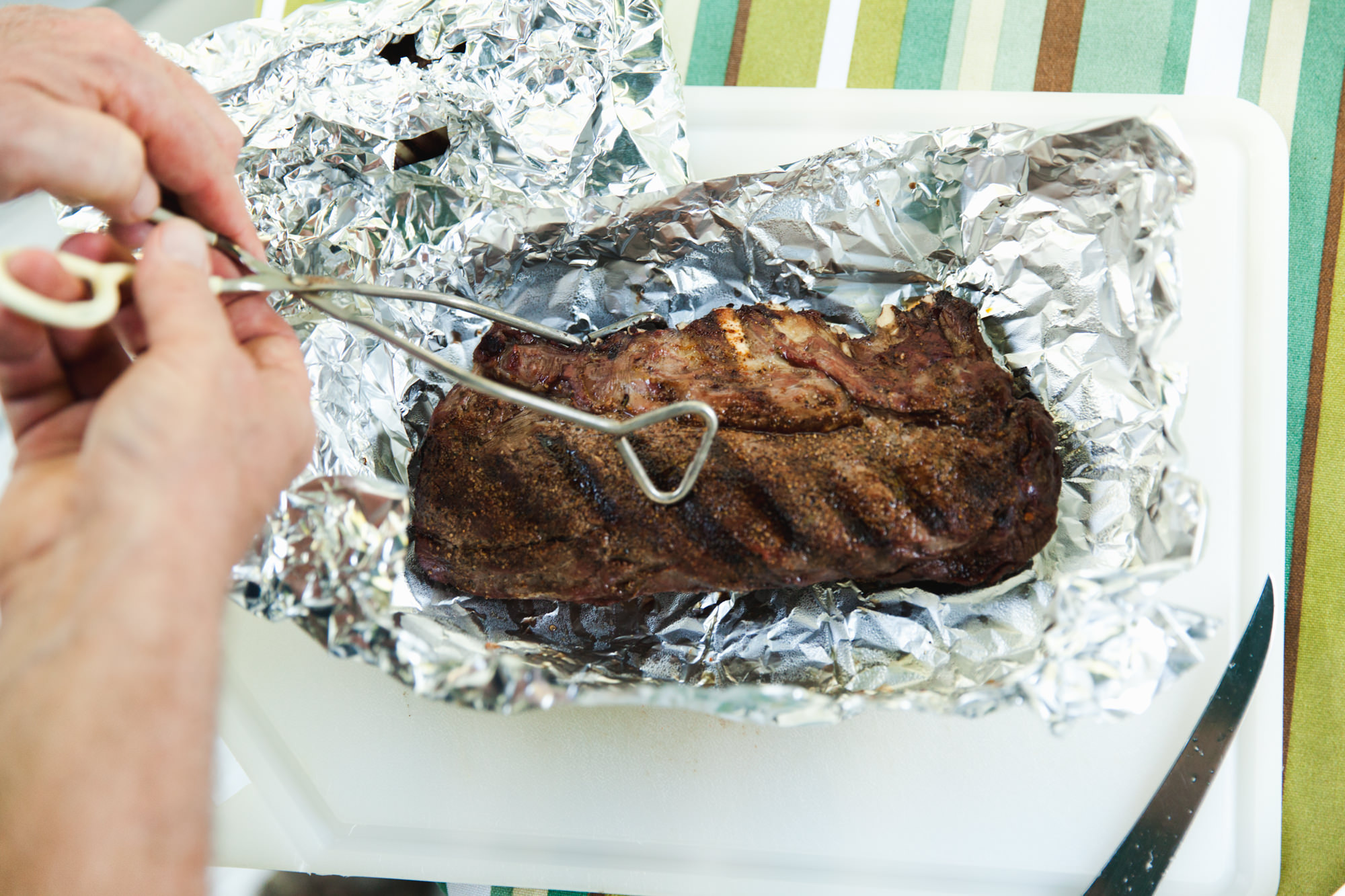 Venison Tenderloin Resting In Foil after grilling