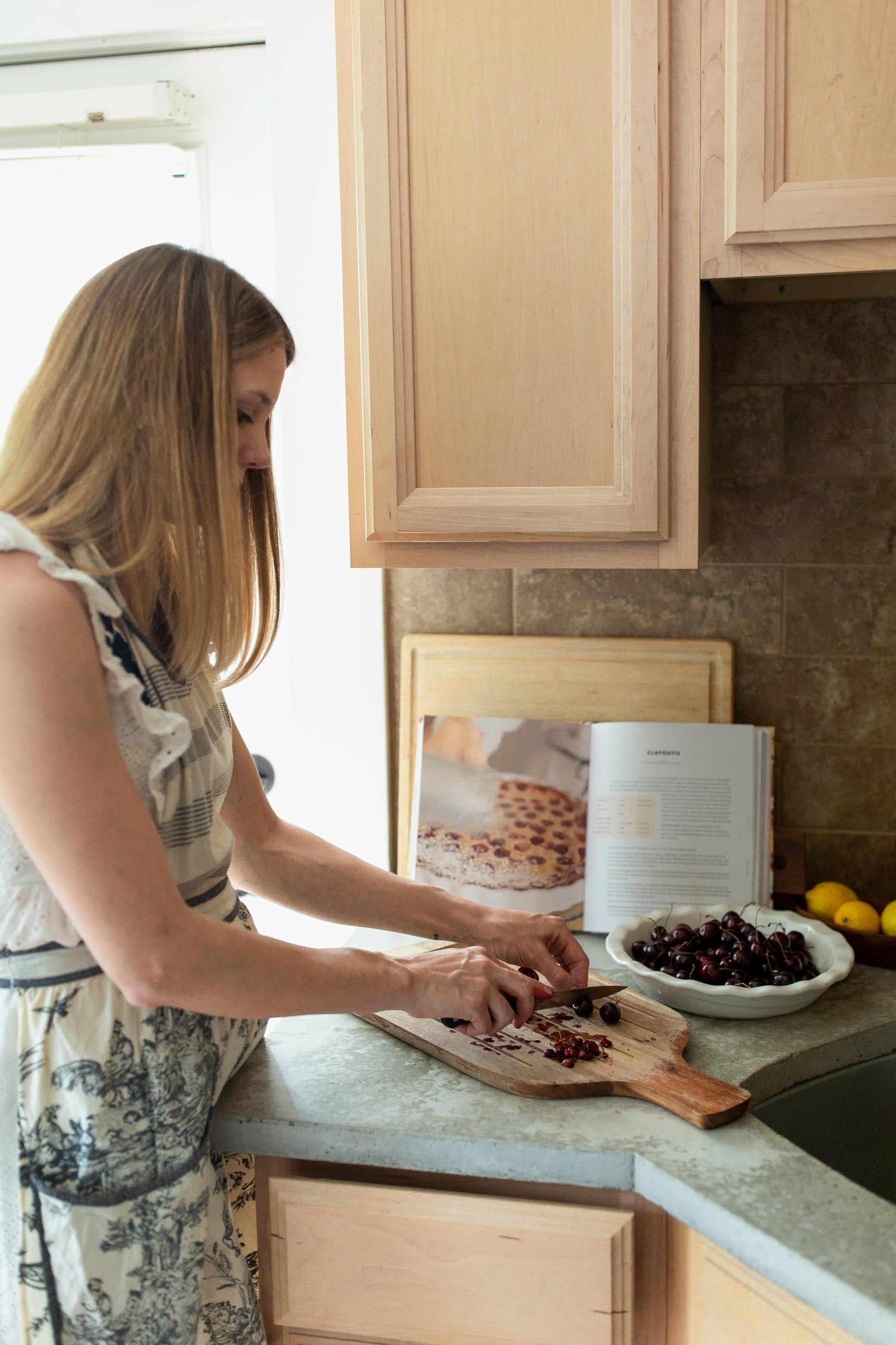 cutting cherries