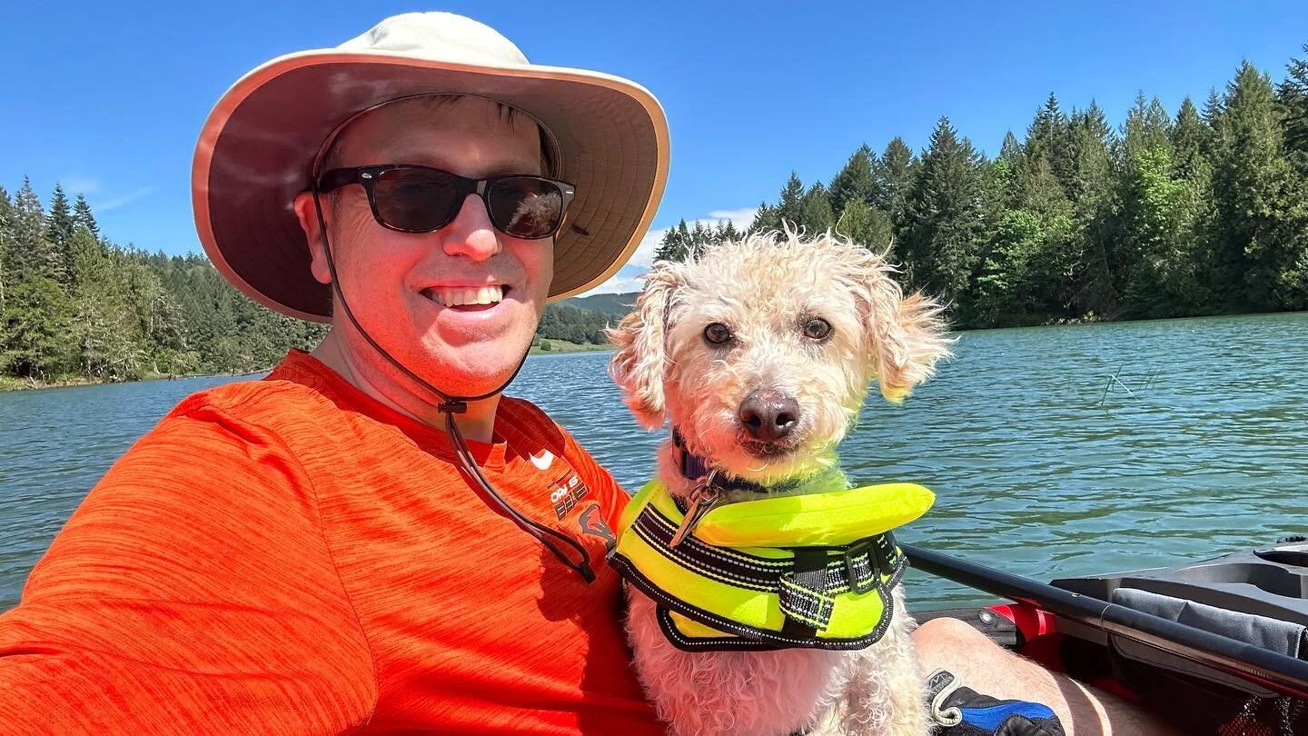 First paddle of the season and first time on the water for Snickers