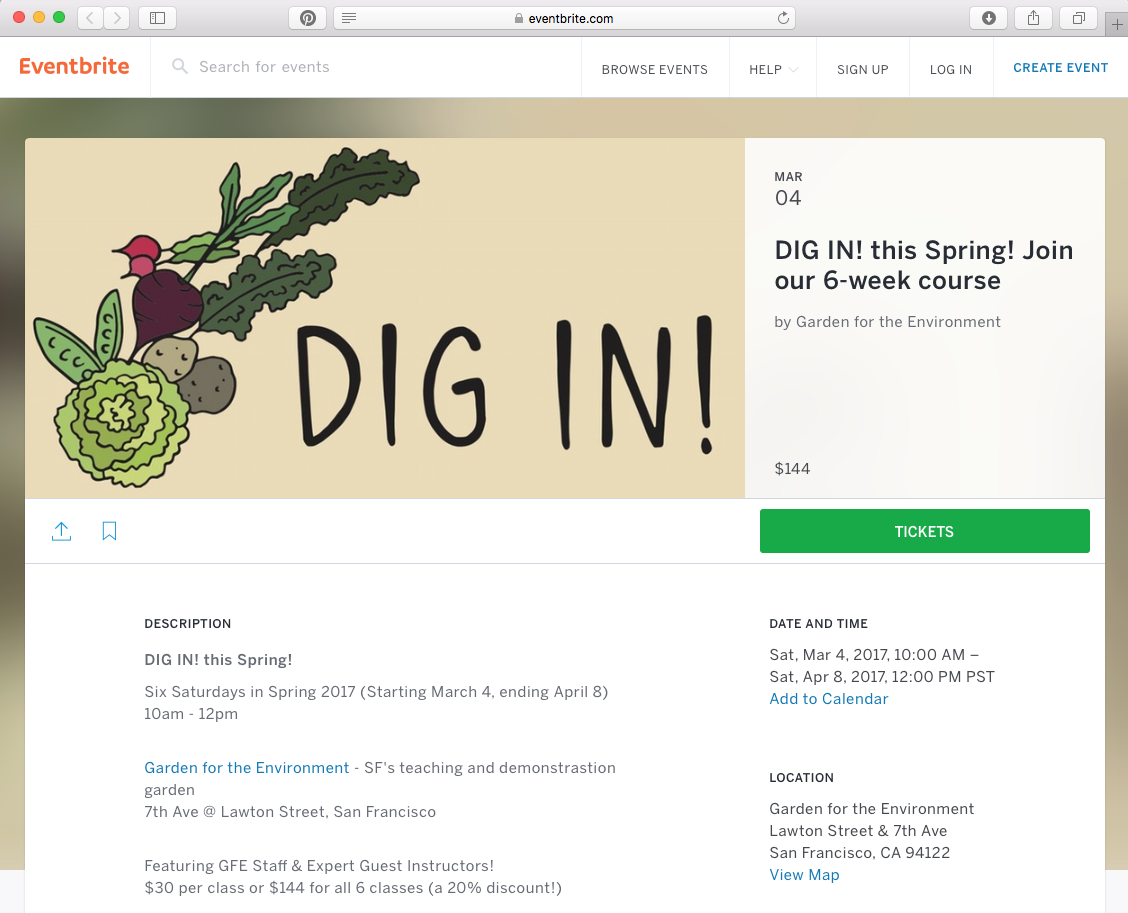 A banner also featured on the Dig In! Eventbrite page