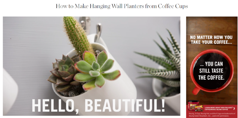 http://www.apartmenttherapy.com/how-to-make-hanging-wall-planters-from-coffee-cups-240699