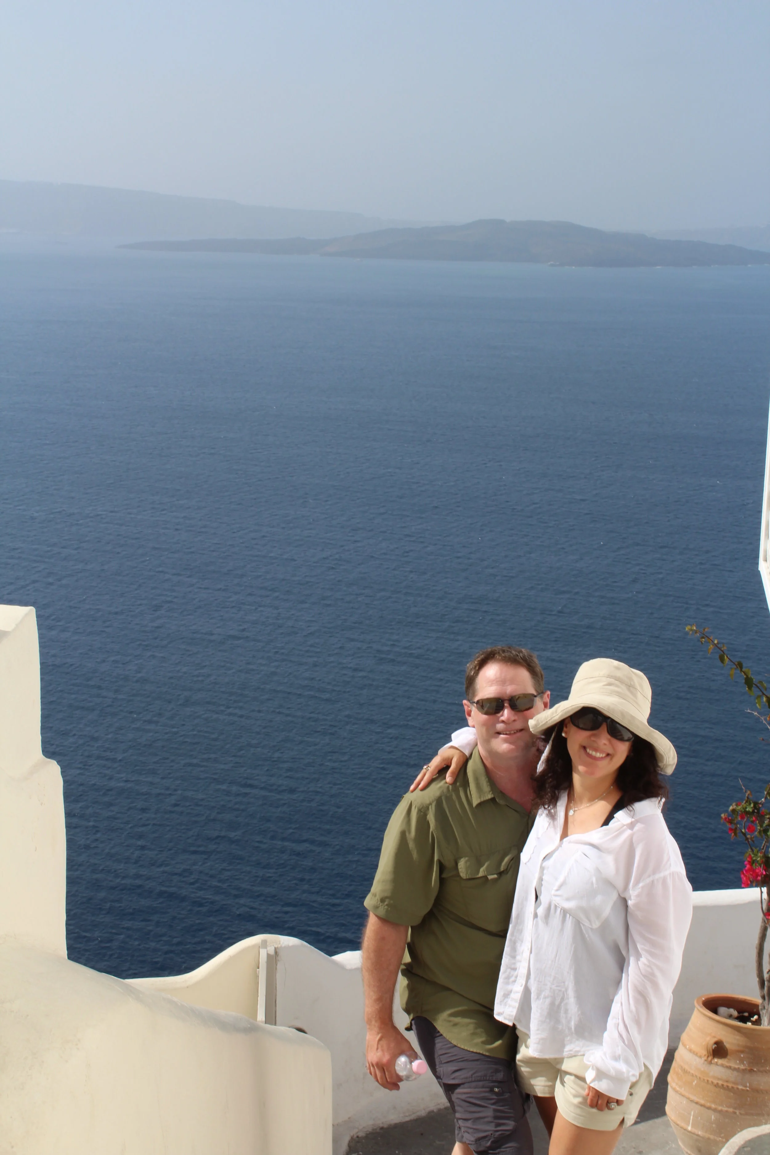 I know, you guys rarely get to see my guy. Here we are in Santorini! :) 