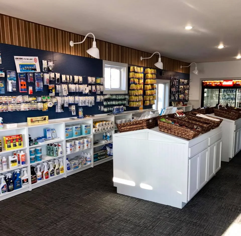 Gaines Marina Store in Rouses Point, New York, is just about done in this picture. Needs a little styling touch -- which will come soon in another post with an awesome before and after of this dock side marina and boat store!