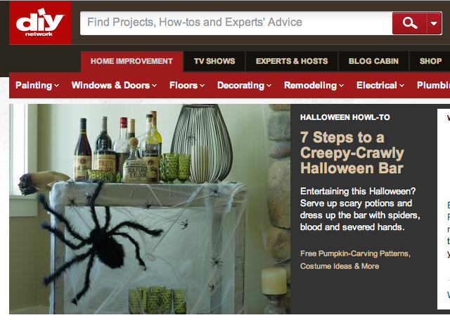 Instant Halloween Bar! Just use an old kitchen cart. Project for DIY NETWORK by Joanne Palmisano