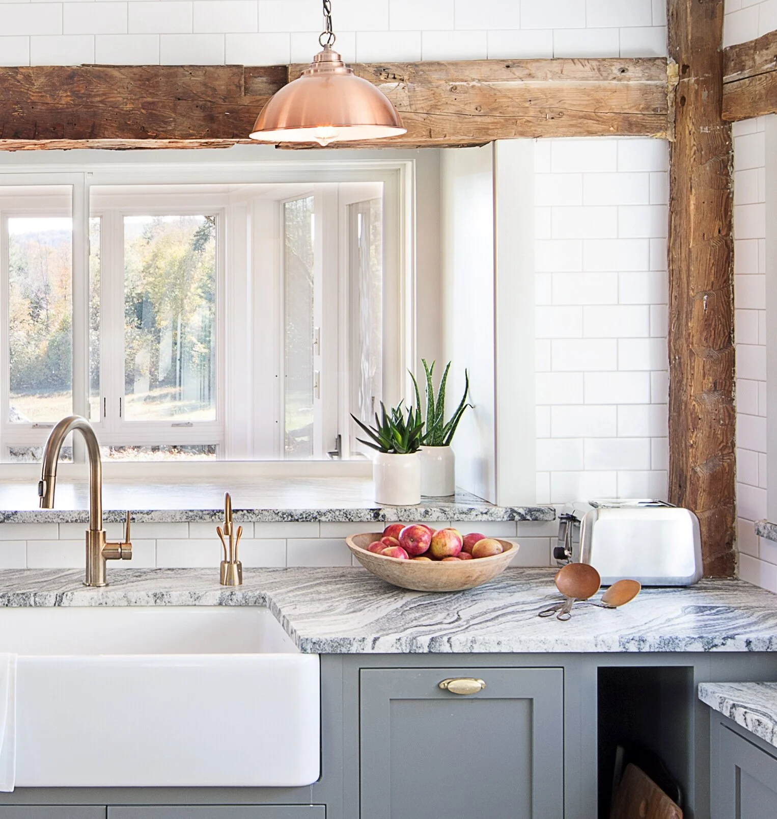 Once this design project was completed, I was lucky enough to spend the night there and the next day the photographer, Lindsay Selin and I styled the kitchen. The fall shoots always includes apples. Always.