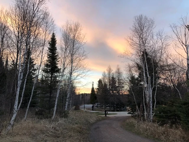 This is the view of the parking lot at the bottom of the hill essentially.