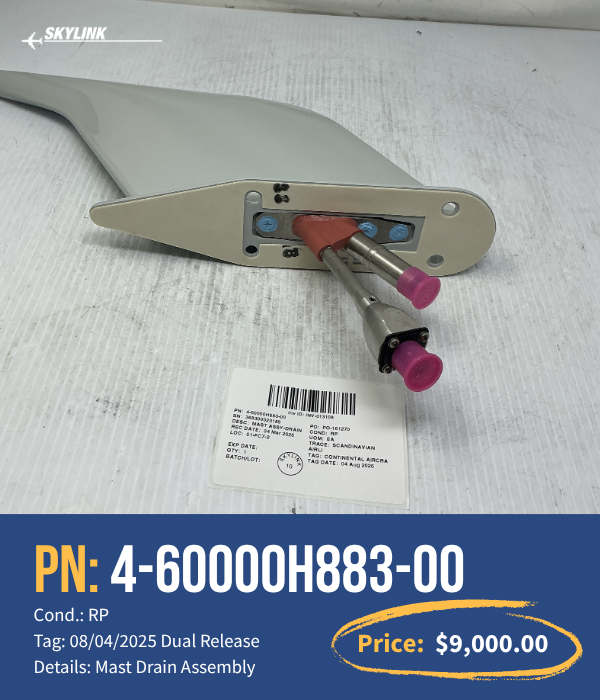 A320 Mast Drain Assembly 4-60000H883-00 — Repaired, Tagged, and Ready to Ship