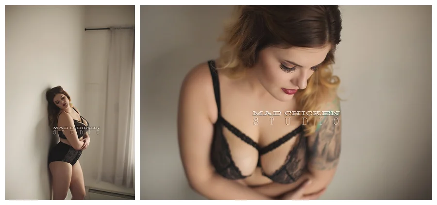 Boudoir session for Grace at duluth photography studio mad chicken studio