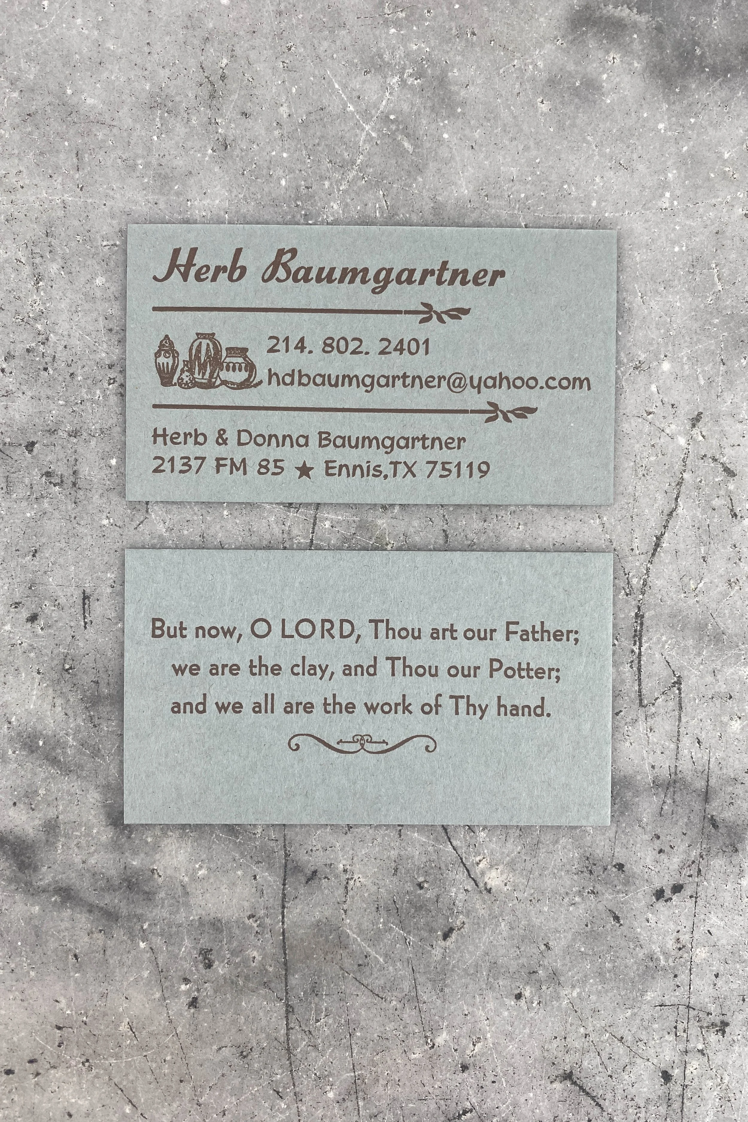 double sided, one color, specialty paper, business card