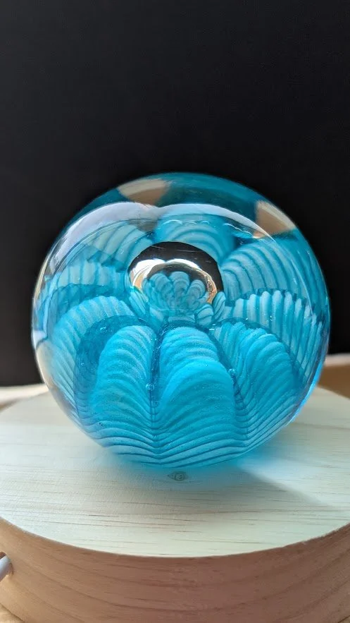 Hand Blown Glass Jelly Fish Luminescent Marble