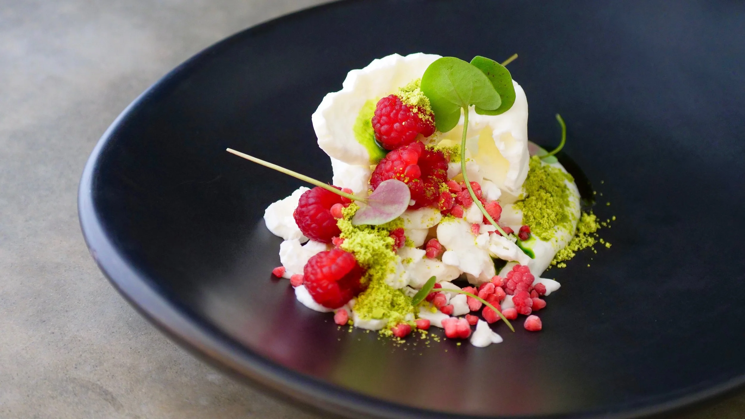 FROZEN SHEEPS YOGHURT, RASPBERRY, PISATCHIO, TARRAGON & SORREL