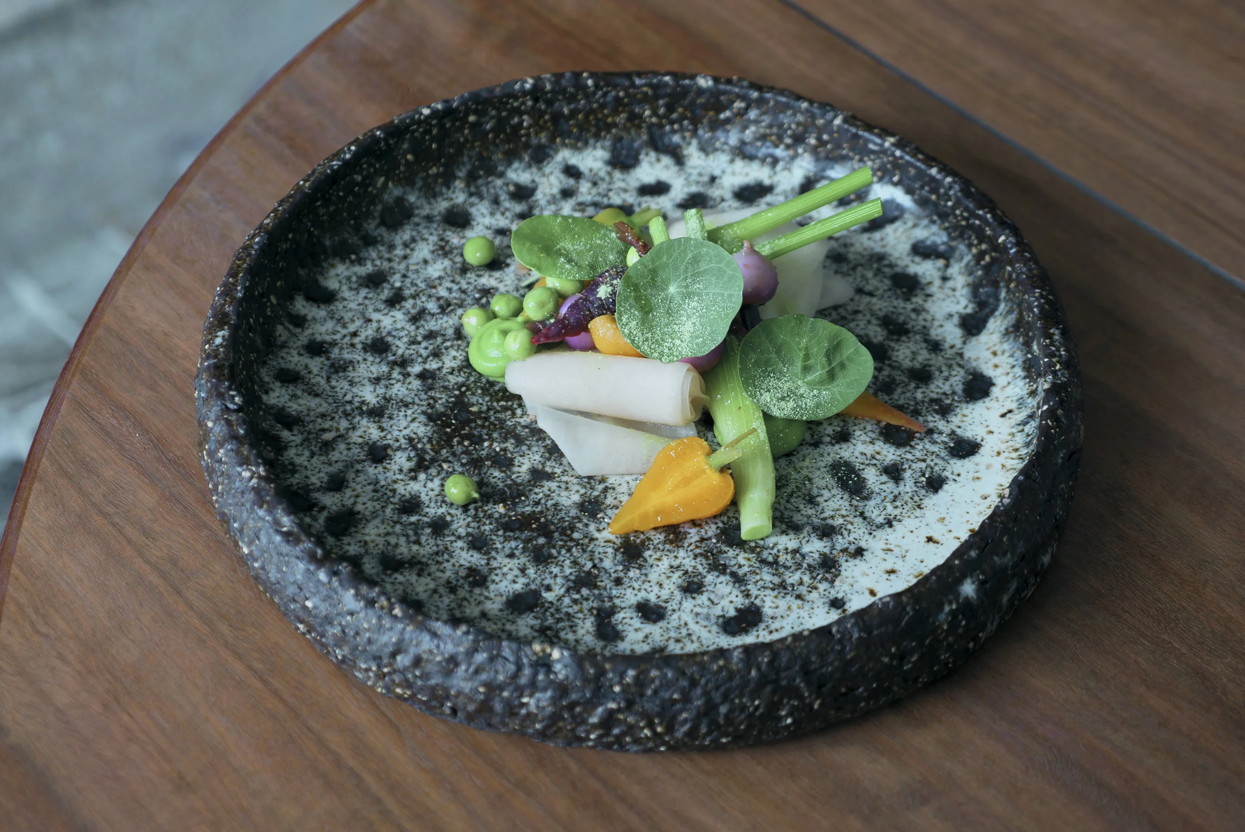 SUMMER VEGETABLES, DAIKON, FENNEL, PEAS, NASTURTIUM, BLUCH SALAD TURNIPS, CARROTS