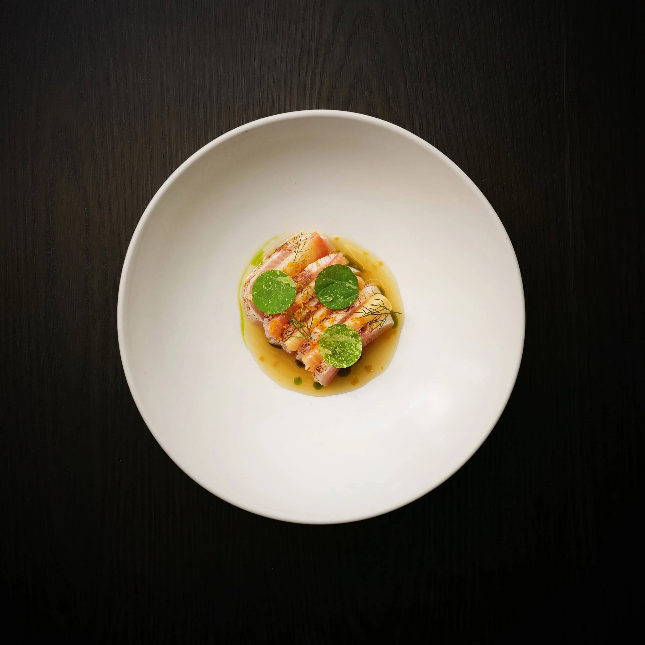 SPENCER GULF KINGFISH, TARGET BEETROOT, CURED EGG YOLK, NASTURTIUM