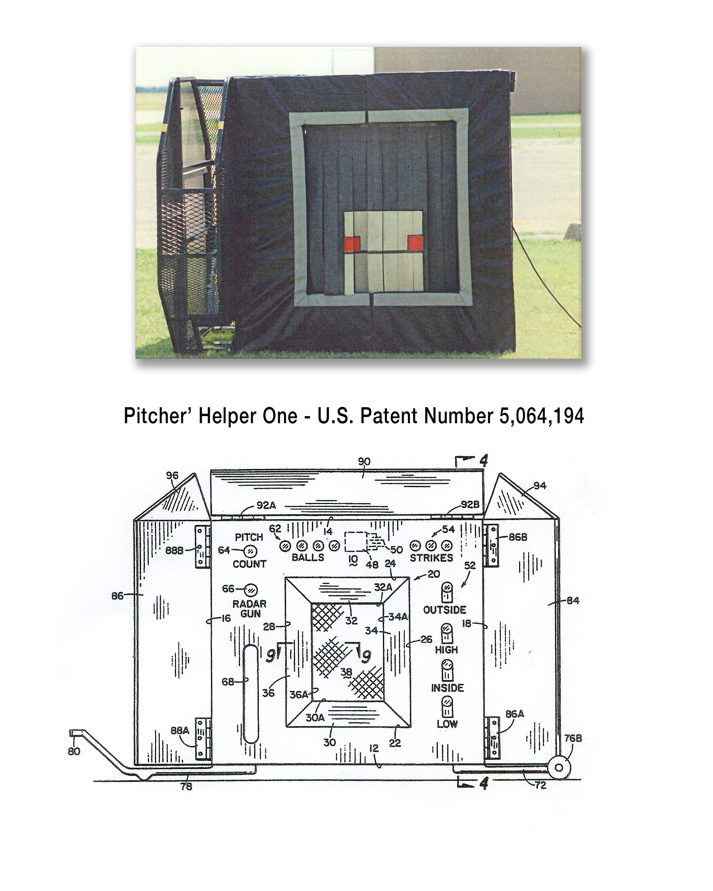 Pitcher's Helper One - U.S. Patent No. 5,064,194