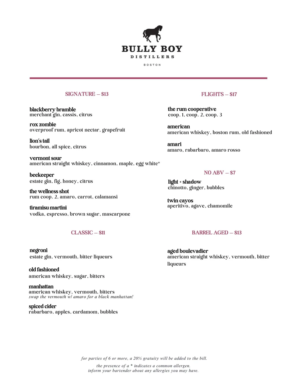 Cocktail Bar — Bully Boy Distillers