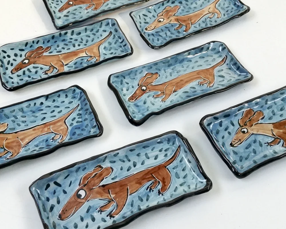 Brown Doxie dishes