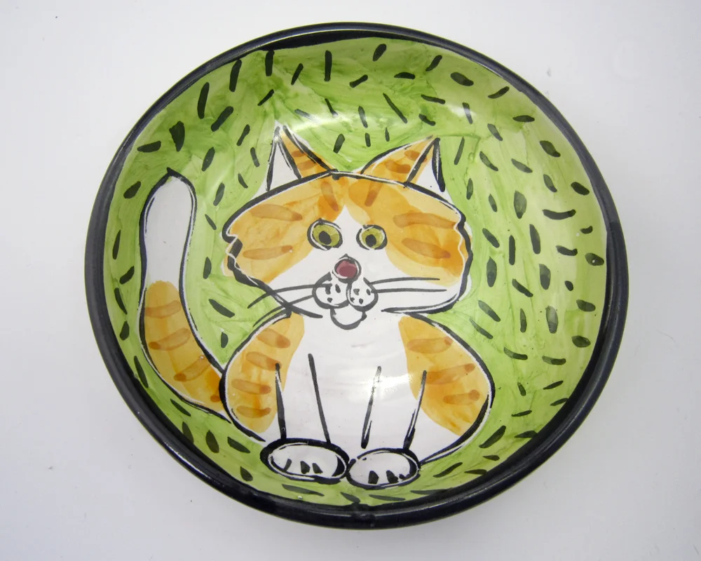Orange and White Cat Dish