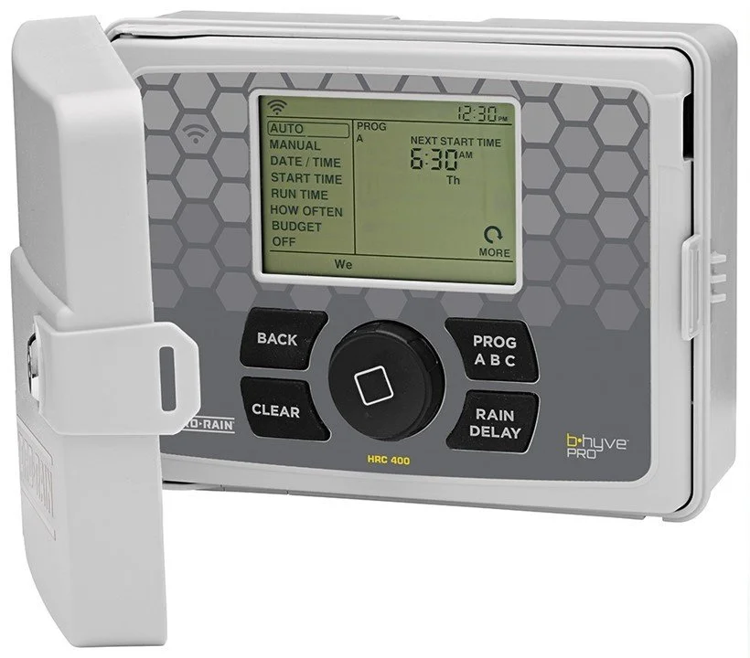The Hydro-Rain HRC 400 Smart Irrigation Controller, powered by B-hyve, combines the easiest-to-program controller on the market with the remote capabilities of Bluetooth and wifi.