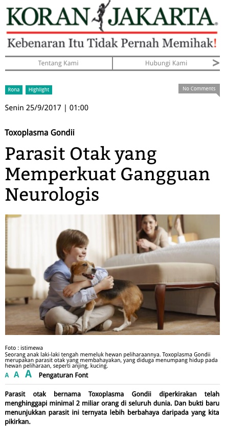 Koran Jakarta, Toxoplasma.