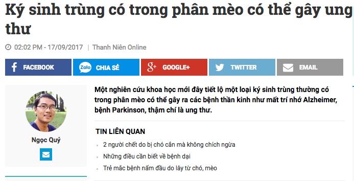 Báo Thanh Niên, Toxoplasma.