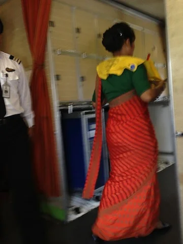 Flight Attendant in traditional Sari