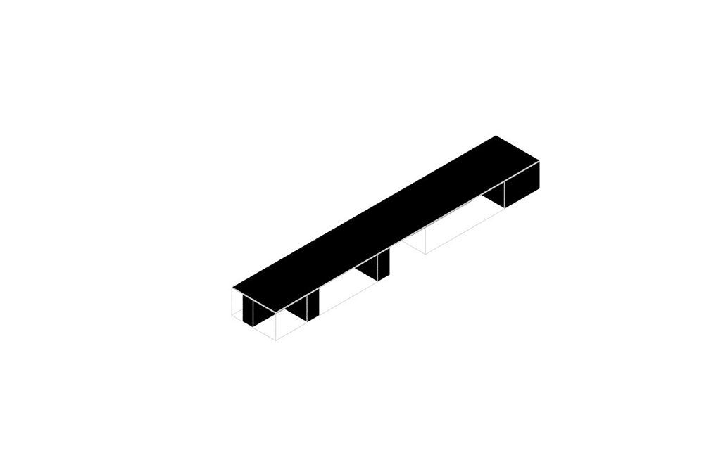 Massing studies that explore various ways to articulate a bar building