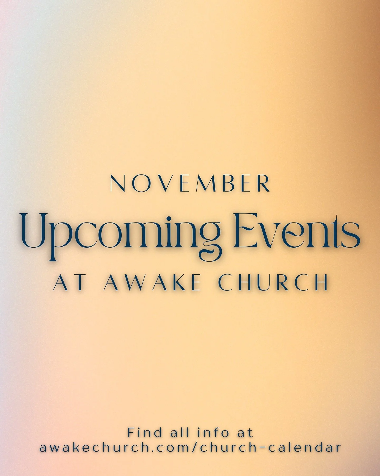 We have many great events happening this month and hope you can join us! 

For all details and info, visit our website: https://www.awakechurch.com/church-calendar