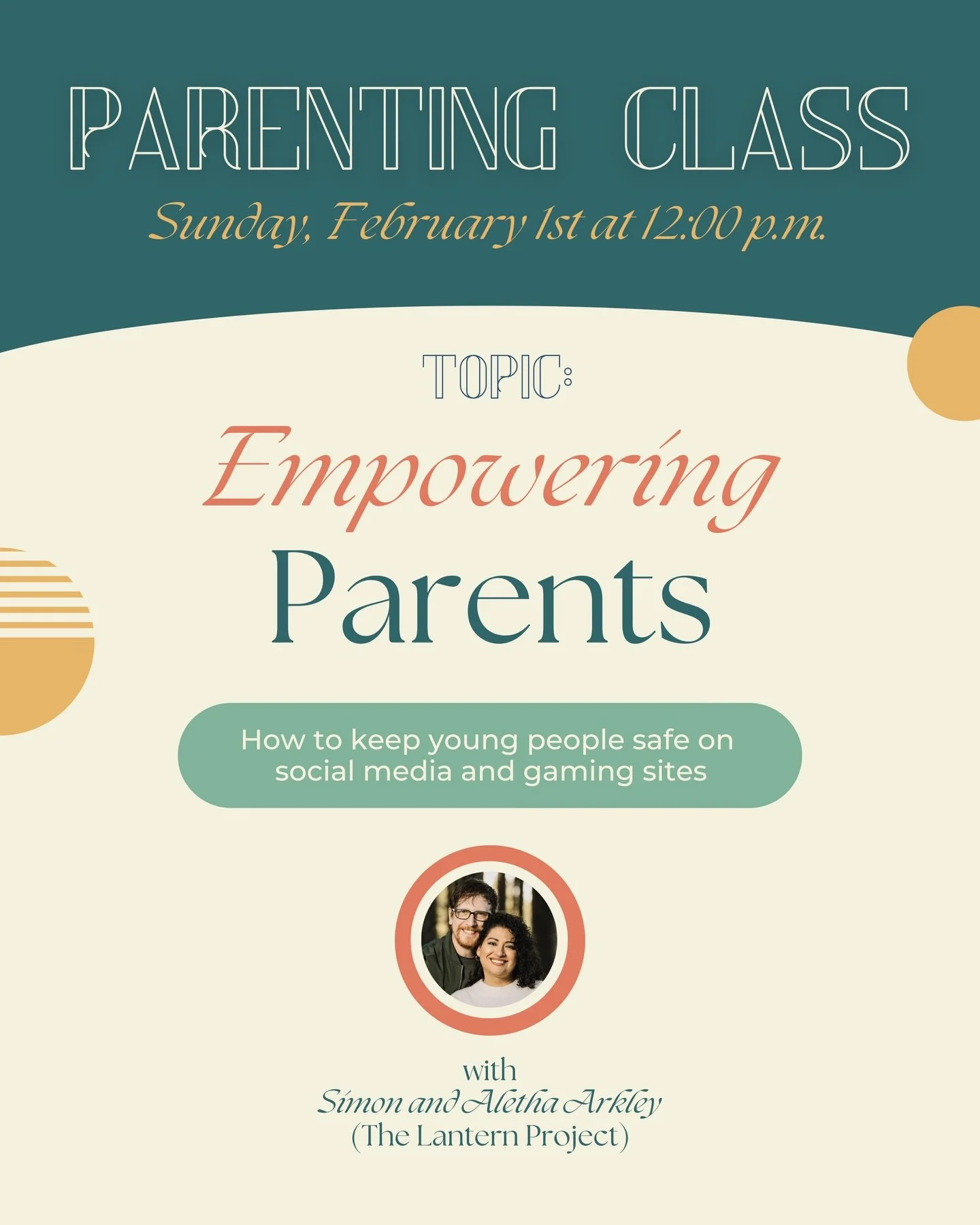 Join us on February 1st at 12:00 p.m. for an engaging class featuring our guest speakers, Simon &amp; Aletha Arkley from @the.lantern.project 

Simon and his wife have dedicated the last 15 years to combating human trafficking and educating thousands