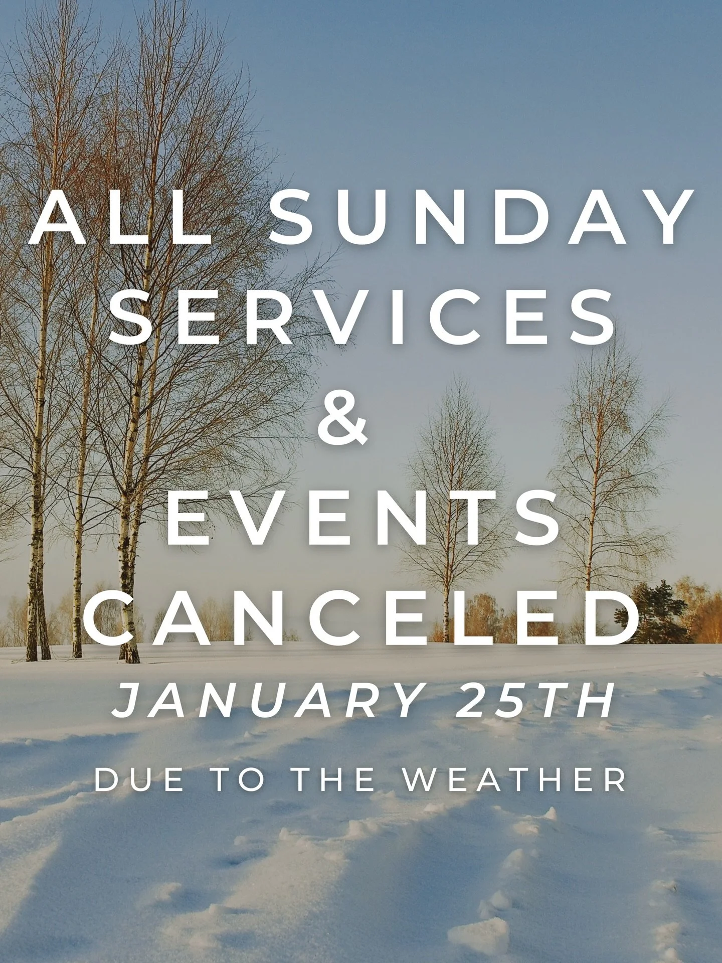 Awake Church will be closed tomorrow, Jan. 25th. All Sunday activities are cancelled. Stay safe, and we hope to see you next week!