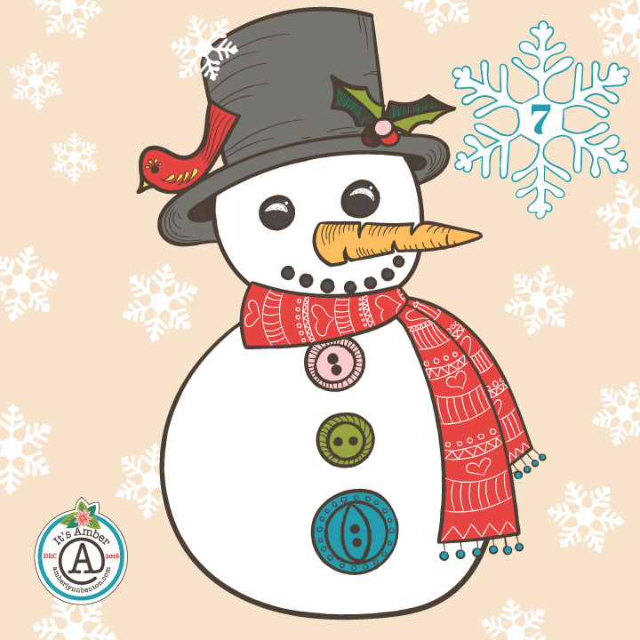 Cheerful Snowman by Amber Lynn Benton for #ItsAdvent 2016