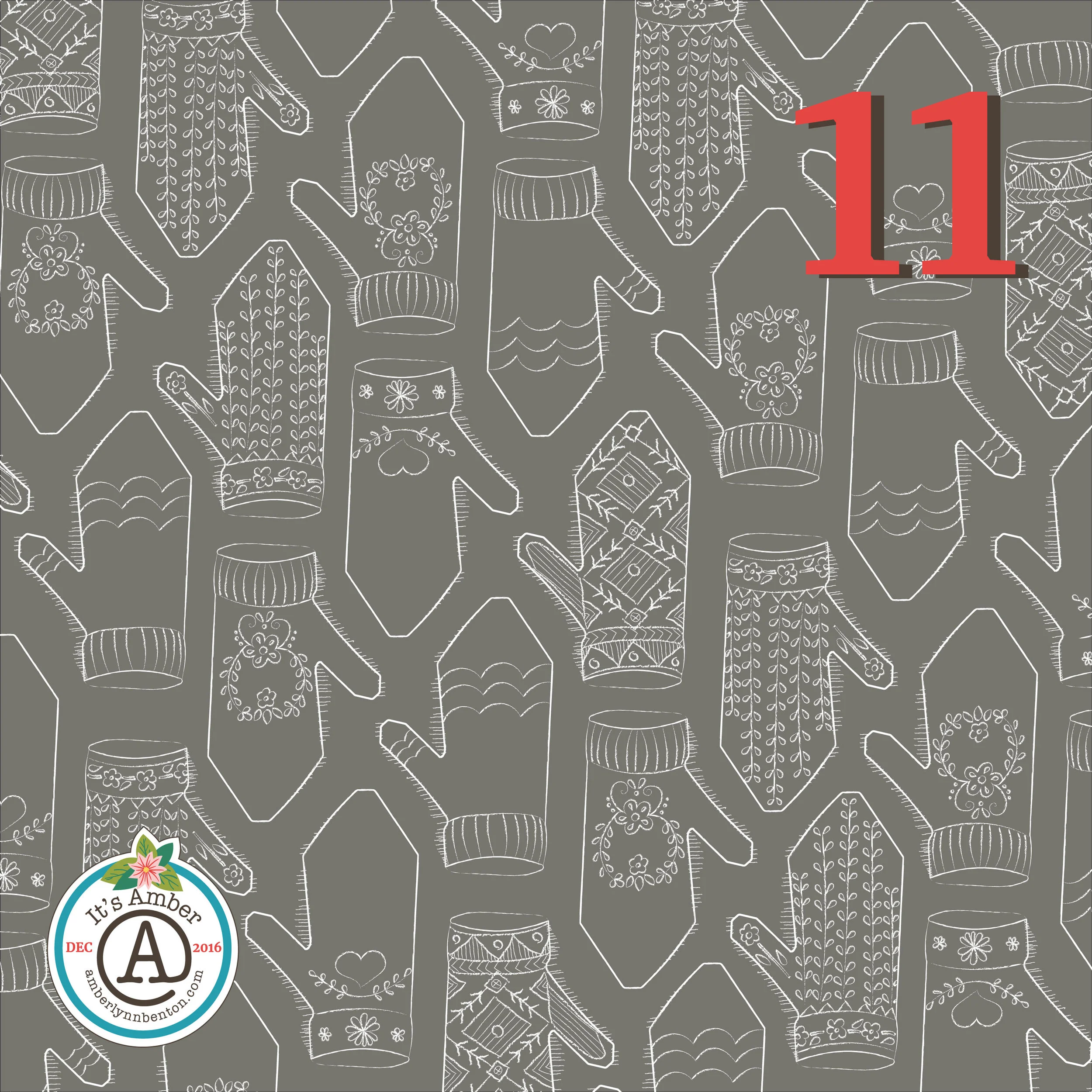 Folk Mittens by Amber Lynn Benton for #ItsAdvent2016