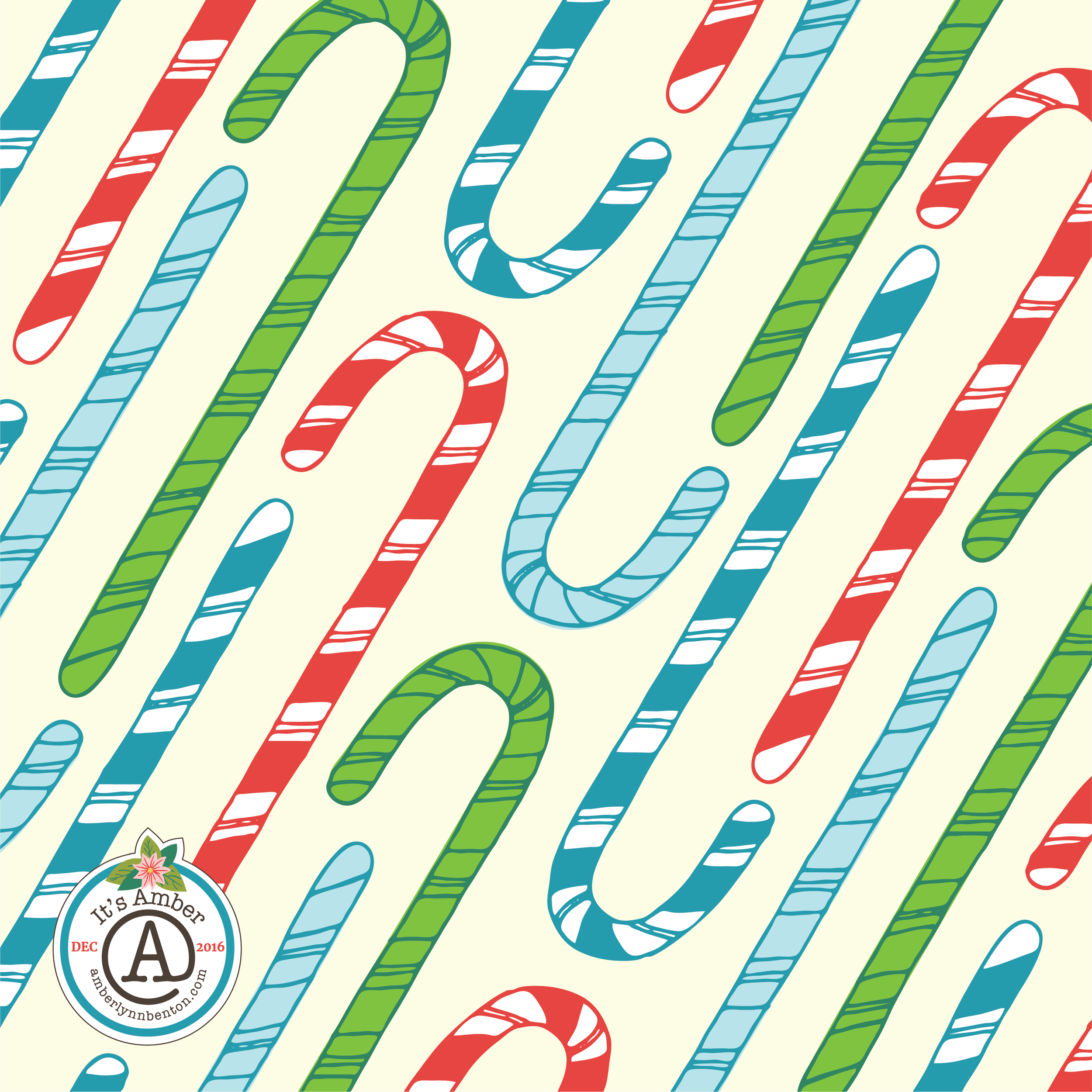 Candy Cane Pattern by Amber Lynn Benton for #ItsAdvent2016