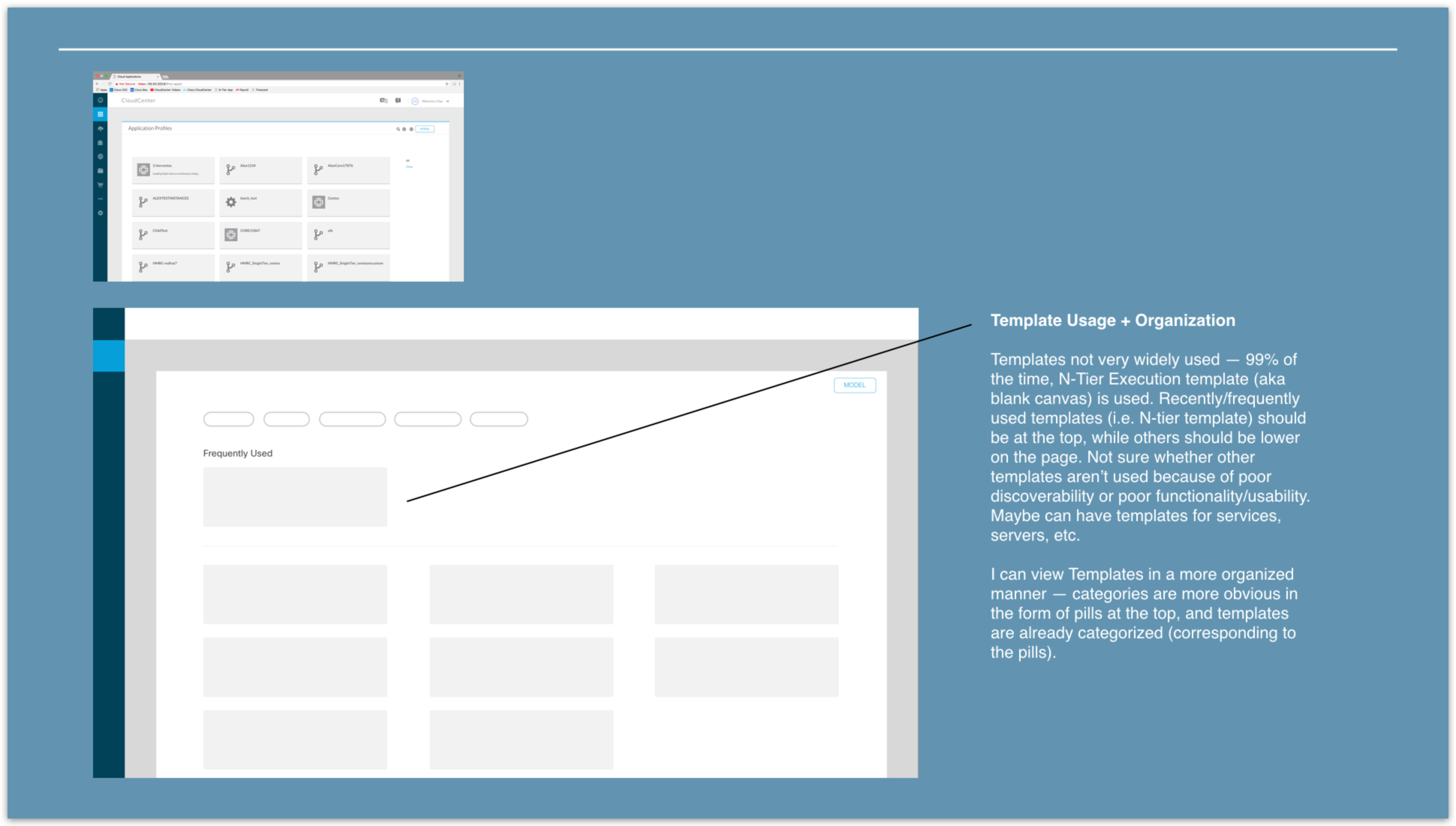 1 out of 20+ templates was used most frequently by app architects. To waste less of their time, a solution could be taking a user straight to that template or highlighting that one above others.