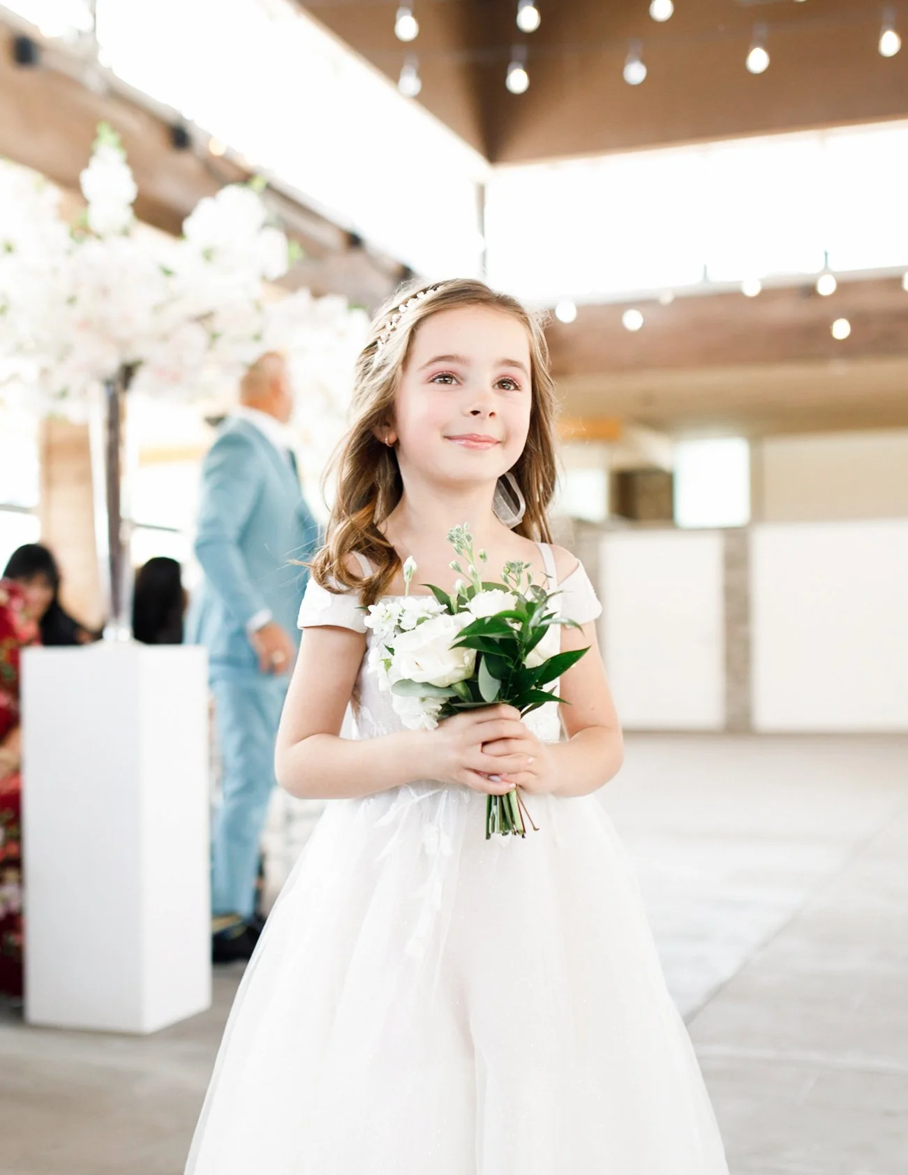 Flower girl portrait during Guild Inn Estate wedding ceremony