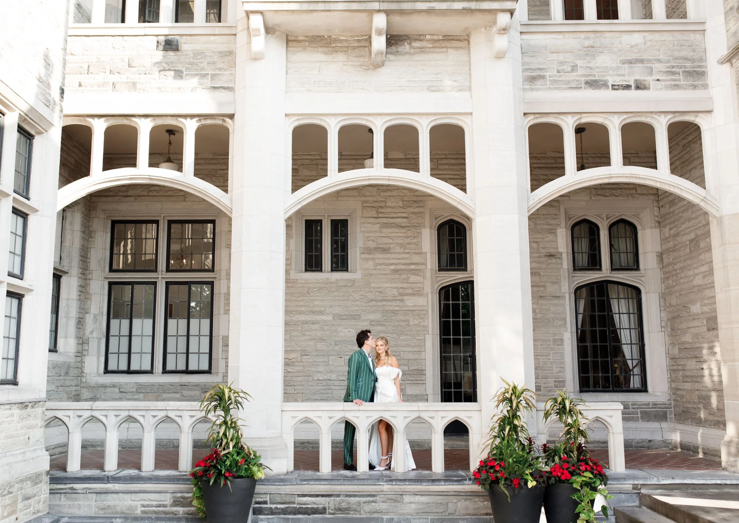 Wide architectural portrait in Casa Loma courtyard
