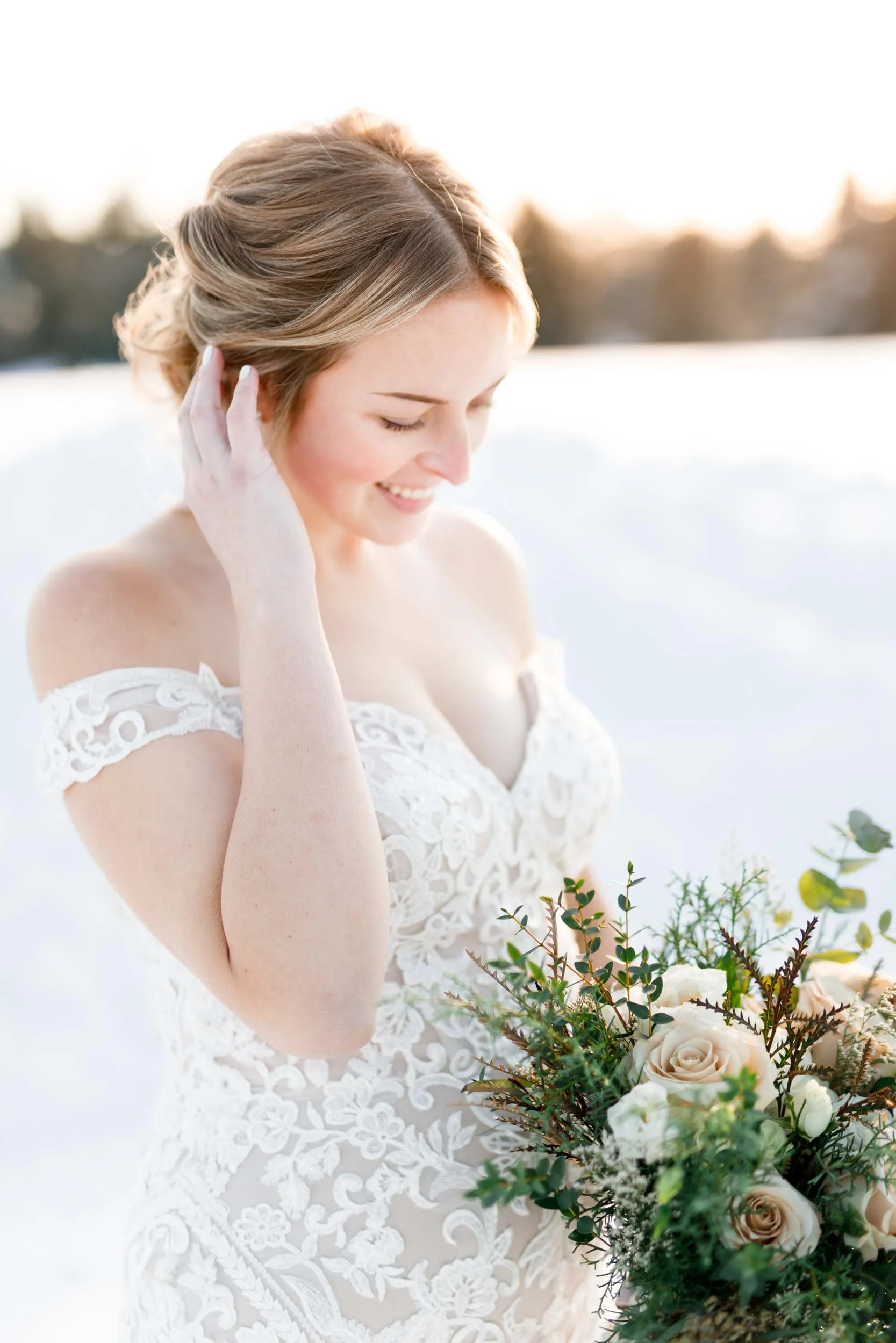 Winter bride portrait at a Niagara-on-the-Lake wedding in Ontario