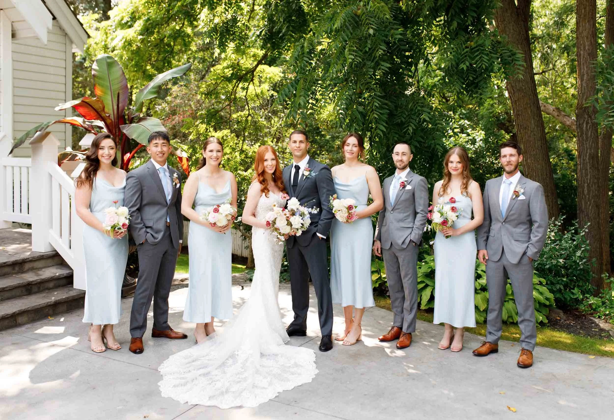 Bridal party group portrait at The Doctor’s House in Kleinburg wedding