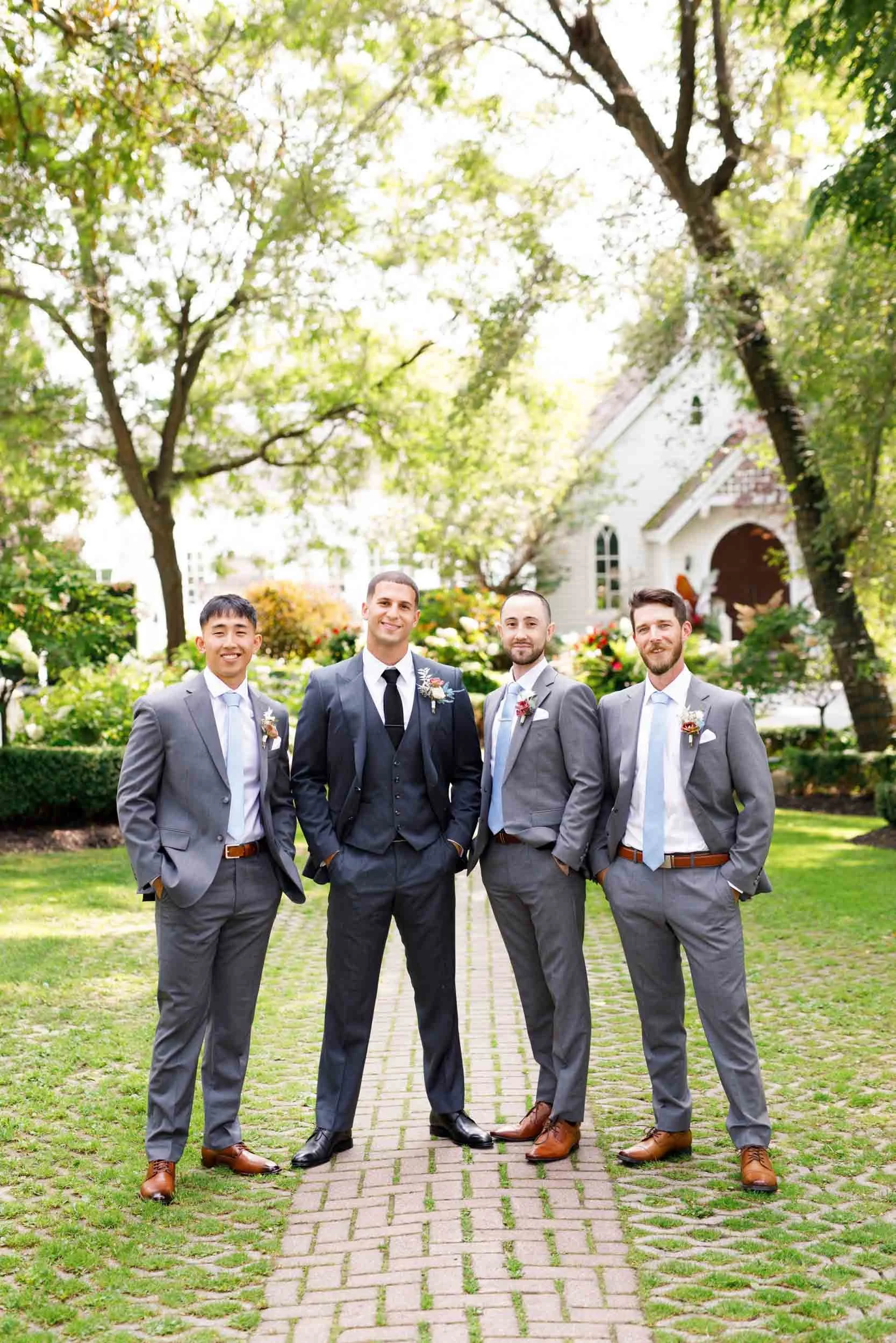 Groomsmen group portrait at The Doctor’s House in Kleinburg wedding