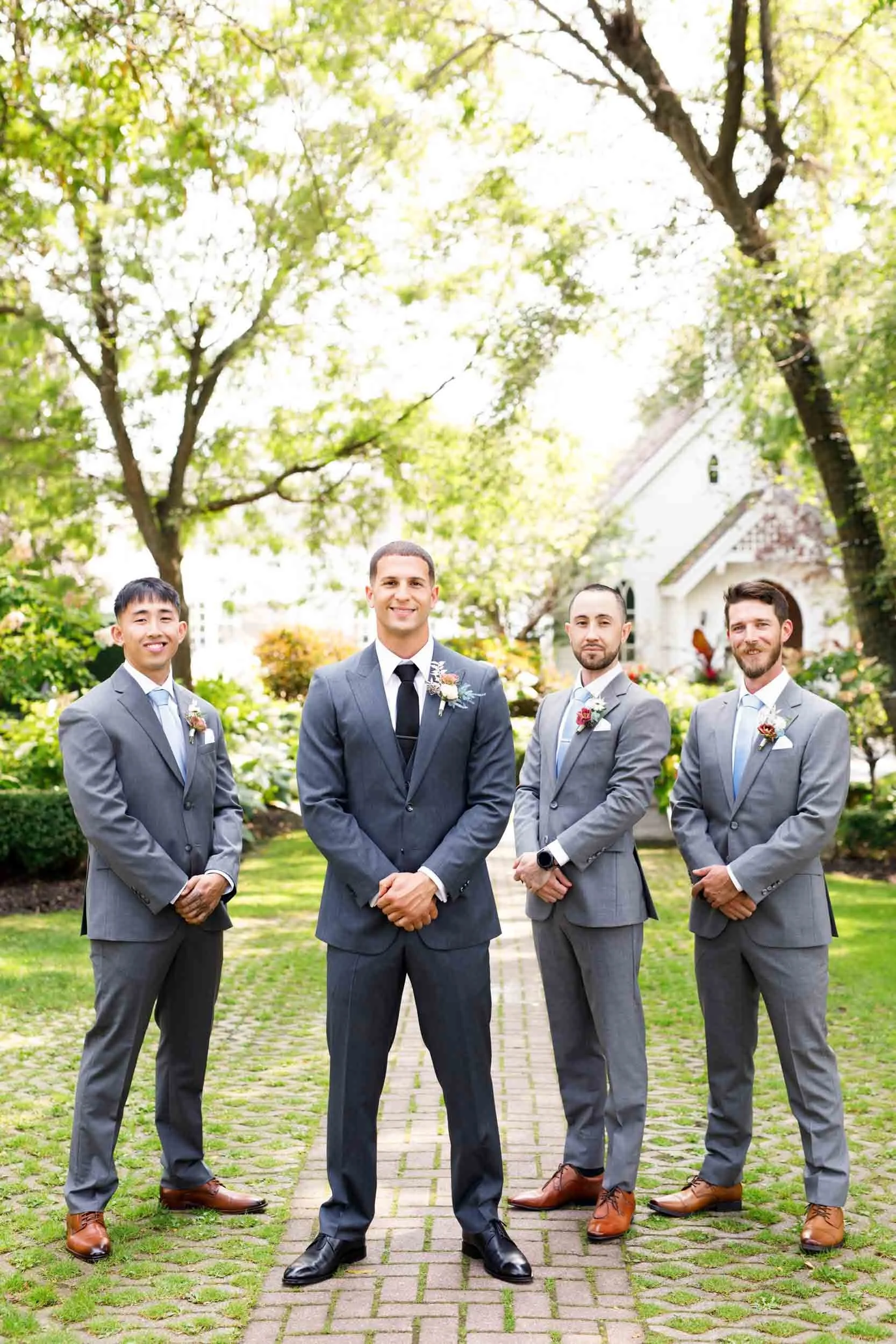 Groomsmen portrait at The Doctor’s House in Kleinburg, Ontario wedding