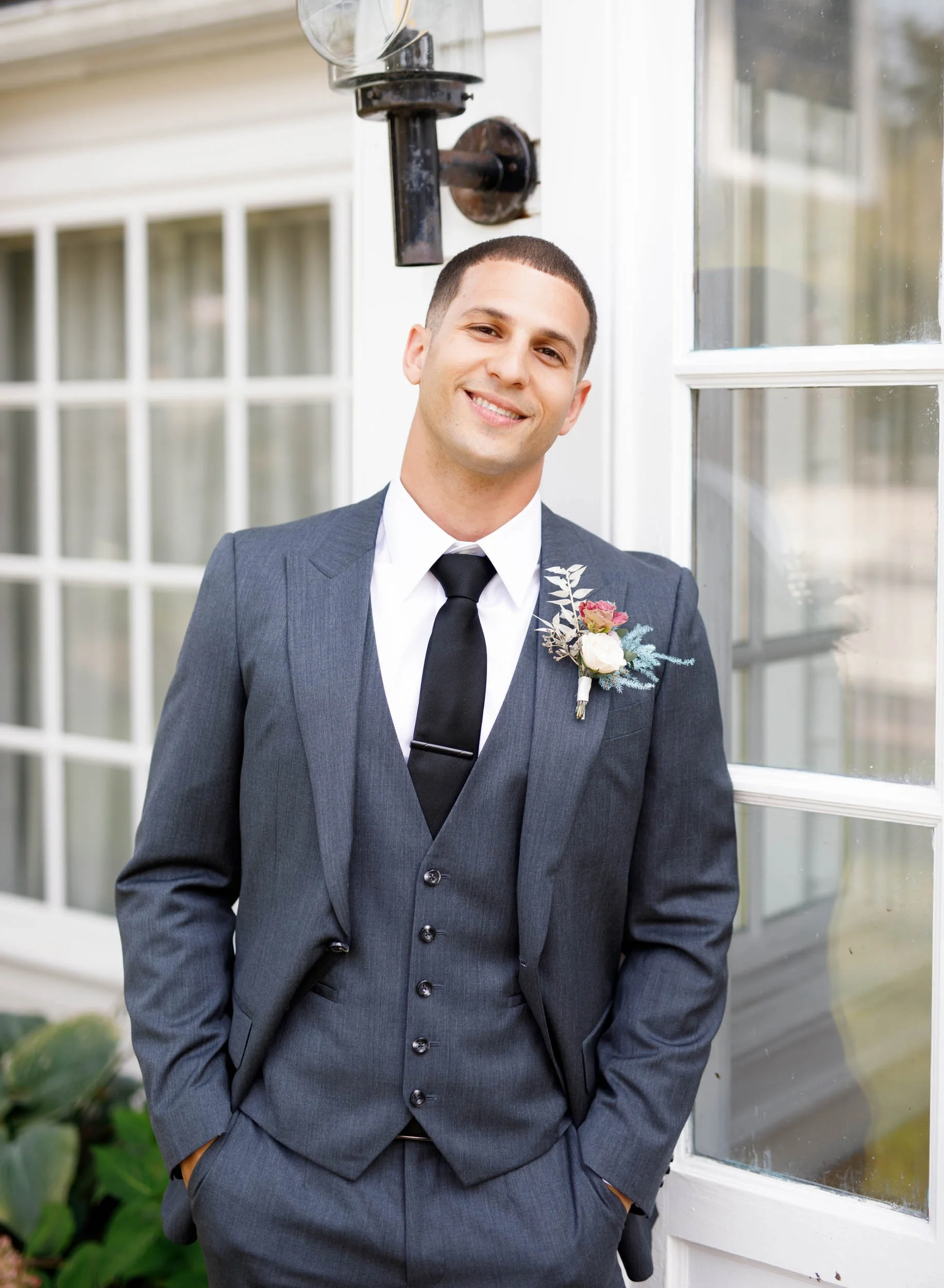 Groom portrait at The Doctor’s House in Kleinburg, Ontario wedding